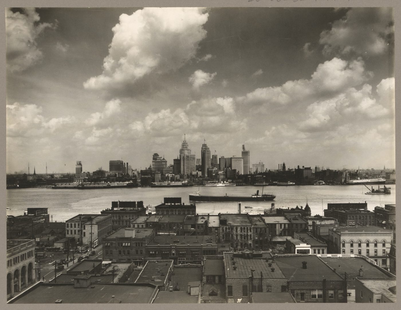 Detroit skyline seen from the river, 1929